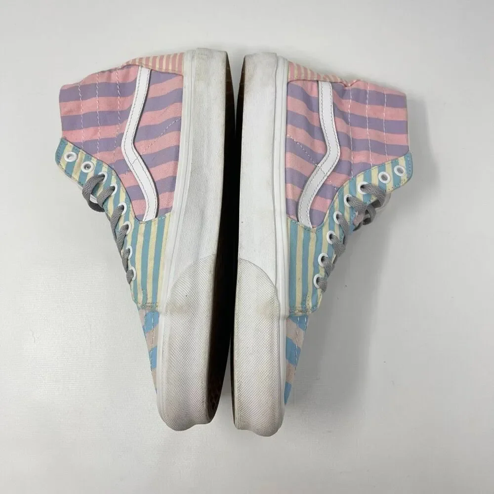 Vans Sk8-Hi Skate Sneaker Shoe Pastel Stripes Multicolor Size Men 9.5 Women 11